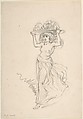 Girl Carrying a Tray with Four Heads, William Bell Scott  British, Scottish, Graphite