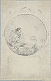Seated man in circular medallion (design for a book illustration), Thomas Stothard  British, Graphite