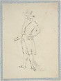 Man in broad brimmed hat (sketchbook page), Thomas Stothard  British, Graphite