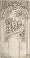 Design for a Baptism of Christ in an Architectural Setting, Sir James Thornhill British, Pen and brown ink, brush and gray wash over slight traces of black chalk