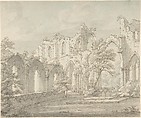 Fountains Abbey, Yorkshire, Thomas Sunderland  British, Pen and ink, brush and blue and gray wash