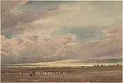 Salisbury Plain with Old Sarum in the distance, Wiltshire, William Turner of Oxford British, Watercolor over graphite, with reductive techniques and gum arabic