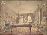 Interior of the billiard room at Lupton House, Devonshire, designed by George Wrightwick for Sir J.B.Y. Buller, Reid Turner  British, Watercolor