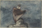 Vulture, Antoine-Louis Barye French, Watercolor on laid paper