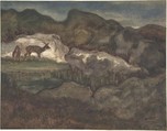 Izards in the Glaciers (Pyrenean Chamois), Antoine-Louis Barye (French, Paris 1795–1875 Paris), Watercolor on wove paper