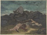 Dead Horses, Antoine-Louis Barye (French, Paris 1795–1875 Paris), Watercolor on wove paper