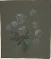 Floral Design, Antoine Berjon (French, Lyon 1754–1843 Lyon), White, black, brown, green, and yellow chalk