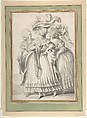 Two Ladies and a Gentleman, Attributed to Louis Binet (French, Paris 1744–1800  Paris), Pen and black ink, brush and gray wash, over graphite