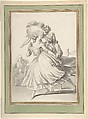 Costume Drawing: Lady and Gentleman Dancing, Attributed to Louis Binet (French, Paris 1744–1800  Paris), Pen and black ink, brush and gray wash, over graphite