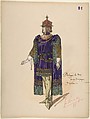 Philip the Good, Duke of Burgundy; costume design for Jeanne d'Arc by the Paris Opera, Charles Bianchini  French, Pen and black ink, watercolor, gouache