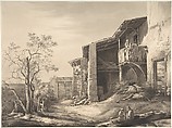 Farmyard, Jean Jacques de Boissieu (French, Lyons 1736–1810 Lyons), Brush and brownish-gray washes, over traces of black chalk