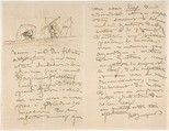 Illustrated letter to M. Roland, Rosa Bonheur (French, Bordeaux 1822–1899 Thomery), Pen and brown ink on machine-laid paper