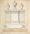 Design for a Monument to the Three Wives of the First Earl of Guilford, at Wroxton, Oxfordshire, Joseph Wilton British, Pen and ink, brush and wash, watercolor