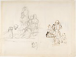 Studies of two groups of Turkish figures, Sir David Wilkie (British, Cults, Scotland 1785–1841 off Gibraltar), Black chalk, pen, brown ink