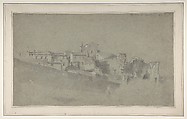 House of Pompey at Albano, Richard Wilson (British, Penegoes, Wales 1712/13–1782 Denbighshire, Wales), Black chalk touched with white chalk on gray paper