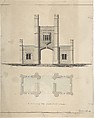 Entrance to Barlboro' Hall, William Hurst British, Pen and black ink, brush and gray and black wash and watercolor
