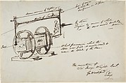 Sketch of a stone drill and saw, Sir George Wright  British, Pen and ink