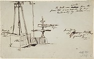 Sketch of a stone drill and saw, Sir George Wright  British, Pen and ink