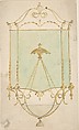Design for a Hall Lantern, Elevation, James Wyatt  British, Pen and ink, brush and wash, watercolor