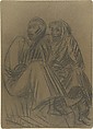 The Listeners, Ernst Barlach German, Charcoal and cardboard