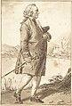 Portrait of Charles Bonnet, Jean-Baptiste-François Bosio (French, Monaco 1764–1827 Paris), Brush and brown wash over graphite