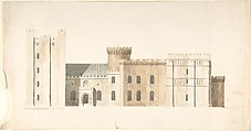 South Aspects of Lea Castle, Worcestershire, Great Court, John Carter  British, Watercolor