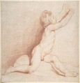 Seated Nude Boy, After Edme Bouchardon (French, Chaumont 1698–1762 Paris), Red chalk