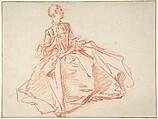 Seated Woman Holding a Fan, François Boucher  French, Red chalk