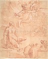 God Appearing to Moses, Pierre Brebiette (French, Mantes-sur-Seine ca. 1598–1642 Paris), Red and white chalk on buff laid paper