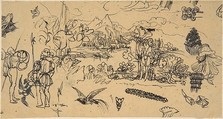 Studies, Rodolphe Bresdin (French, Montrelais 1822–1885 Sèvres), Pen and black ink