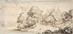 Landscape with Cottage, In the manner of Jacques Callot (French, Nancy 1592–1635 Nancy), Pen and brown ink