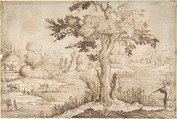 Shepherd in a Landscape, In the manner of Jacques Callot (French, Nancy 1592–1635 Nancy), Pen and brown ink