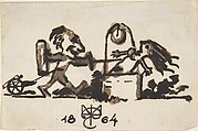 Caricature, Caran d&#39;Ache [Emmanuel Poiré] (French, Moscow 1858–1909 Paris), Pen and brown ink, brush and brown wash