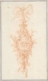 Design for a Trophy, René Charpentier (French, Cuille 1680–1723 Paris), Red chalk, with traces of black chalk