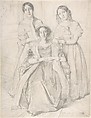 The Baroness Duperré and Her Daughters, Théodore Chassériau (French, Le Limon, Saint-Domingue, West Indies 1819–1856 Paris), Graphite on wove paper