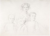Portrait of Woman and Three Children, Gustave Boulanger  French, Graphite on wove paper