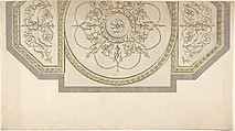 Design for the Gallery ceiling, Richmond House, Whitehall, London, Sir William Chambers  British, born Sweden, Pen and ink, brush and wash, watercolor