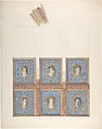 Carved and Painted Ceiling with Six Figural Medallions, for Cleish Castle, John Gregory Crace , and Son British, Graphite, brush and wash and watercolor and gilt