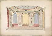 Design for a Room Decorated as an Aviary, John Dibblee Crace British, Watercolor, pen and ink, graphite, gouache (bodycolor), and gilt