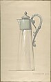Design for a Lidded Crystal and Silver-Plated Water Pitcher or Claret Jug, Elkington & Co. British, Watercolor and gouache (bodycolor)