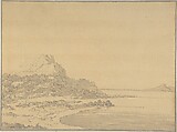 Coastal Landscape, Alexander Cozens  British, Graphite, brush and gray wash; laid down on original paper mount with gray wash