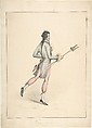 A fencing master (recto); sketch of a man's head (verso), Possibly by Robert Dighton the Elder (British, London ca. 1751–1814 London), Watercolor and gouache (recto); graphite (verso)