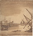 A Port Scene, attributed to Claude Lorrain (Claude Gellée) (French, Chamagne 1604/5?–1682 Rome), Pen and brown ink, brown wash, faint traces of graphite