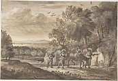 The Flight into Egypt, After Claude Lorrain (Claude Gellée) (French, Chamagne 1604/5?–1682 Rome), Pen, brown ink, brush and brown wash, heightened with white and yellow