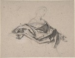 Half-Length Figure of a Woman with Outstretched Arms, François-Claudius Compte-Calix (French, Lyon 1813–1880 Chazay d'Azergues), Charcoal