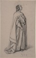 Standing Figure of a Robed Man, François-Claudius Compte-Calix (French, Lyon 1813–1880 Chazay d'Azergues), Charcoal