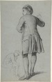 Study of a standing man knocking; sketch of a sitting man, François-Claudius Compte-Calix (French, Lyon 1813–1880 Chazay d'Azergues), Charcoal