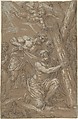The Martyrdom of St. Andrew, Michel Corneille the Younger (French, Paris 1642–1708 Paris), Pen and brown ink, brown wash, heightened with white, over black chalk