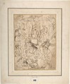 Figure Studies for a Judgment Scene, Michel Corneille the Younger (French, Paris 1642–1708 Paris), Pen and brown ink