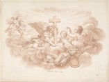 The Cross Triumphant over Worldly Powers, Charles Nicolas Cochin II (French, Paris 1715–1790 Paris), Red chalk